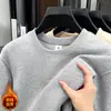 Moletom Masculino Outono Inverno Nova Temporada Descente Algodão Gola Redonda Pulôver Cor Sólida Manga Longa Casual Versátil Solto Camada Base Top