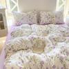 Conjunto de Roupa de Cama Fresco de Algodão Lavado de Quatro Peças Classe A Desenho Animado Princesa Dormindo Nu Lençóis de Cama Capa de Colcha Conjunto de Três Peças para Dormitório