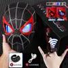 Halloween Homem-Aranha Capuz Olhos Móveis Toque Luminoso Cos Máscara Elétrica Luz Máscara Crianças Brinquedos