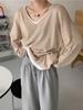 Blusa Tricô Gola V Color Block Falsa Duas Peças Outono Inverno Estilo Coreano Nova Solta Casual Versátil Suéter Justo Camisa Base