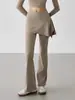 Calça de yoga com saia falsa de duas peças, novo modelo 2026, cintura alta, levanta bumbum, calça esportiva flare, secagem rápida, calça fitness de perna larga