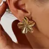 Pendientes de flor de oro caliente transfronterizos de Europa y Estados Unidos pendientes vintage de flor de cinco pétalos pendientes nicho ins pendientes de alta calidad para mujer
