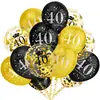 Set de Globos con Confeti Negro Dorado para 16 18 30 40 50 60 Años Combinación Decoración para Fiesta de Cumpleaños de Adultos