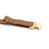 Collar para mascotas con hebilla dorada y terciopelo marrón de Miha, una generación, con anillo para el cuello para hot dogs con borde cruzado, se puede grabar el logotipo.
