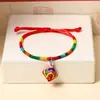 Pulseras Sencillas de Hilo de Colores para el Festival del Bote del Dragón, Pequeños Regalos para Puestos del Mercado y Atracciones Turísticas, Hilo Rojo con una Sola Cuenta al por Mayor