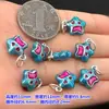 Plata S999 Azul Quemado Gota de Pegamento Estrella de la Suerte Pulsera de Cuerda Tejida a Mano Collar Accesorios DIY Hechos a Mano