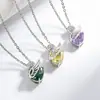 Colar Cisne com Flores de Gelo Coloridas de Pedra Preciosa Mais Vendido no TikTok para Mulheres, Pingente em Forma de Pera de Diamante de Alto Carbono Banhado a Ouro, Dropshipping de Transmissão ao Vivo Transfronteiriça