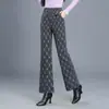 Nuevos pantalones de cuadros acampanados, elegantes y versátiles para mujer, moda otoño 2026, cintura alta elástica, pantalones casuales que adelgazan y estilizan la figura