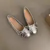 Zapatos planos bajos de estilo francés para mujer, nuevos zapatos rojos de gamuza vintage 2024, mocasines de ballet estilo hada