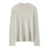 Suéter de cachemira de cuello medio 2026 Otoño/Invierno Nuevo para Mujer Dobladillo Enrollado Capa Base Estilo Elegante Holgado Adelgazante Suéter Cálido