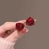 Pinza pequeña para el pelo con forma de garra de gato y flor de terciopelo rojo de Año Nuevo para mujer, flequillo roto, horquilla de princesa, tocado exquisito