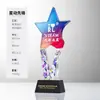Novo troféu de cristal em forma de estrela de cinco pontas personalizado para funcionários de destaque, novos membros da equipe, fornecedores, parceiros e o trabalhador do ano.