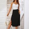 2026 Marca Independente Primavera/Verão Nova Transfronteiriça Moda Feminina Europeia e Americana Fenda Elegante Para o Trabalho Tricotada Versátil Cor Sólida Saia Midi