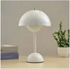 Lámpara de Mesa Flor de Botón Danesa Más Vendida Transfronteriza USB Recargable para Dormitorio Metal Hierro Hongo Luz Nocturna Decorativa de Ambiente