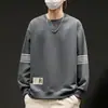 Moletom Masculino Gola Redonda, Marca Tendência Outono, Versátil Estampado Solto Manga Longa, Roupa Unisex para Casal, Top de Estudante