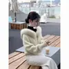 2026 Nuevo Abrigo Casual Ajustado Otoño/Invierno, Top Corto, Suéter de Piel de Alto Gama Estilo Coreano, Tejido de Punto con Capucha