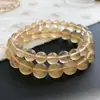 Pulseira de Fluorita Amarela Escovada Jingyao com Penas Pedra de Energia de Cristal Fengyu Pulseira de Anel Único Presente de Moda Joia