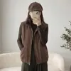 Chaleco con cremallera y solapa color café para mujer, casual, versátil, sin mangas, elegante, chaleco acolchado para mujeres petite