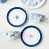 [Azul Salvaje y Blanco] Marea Nacional Original Pintado a Mano Viento Mate Cerámica Taza de Café y Platillo Azul y Blanco Delicada Taza de Té de la Tarde