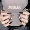 [Urso Amante de Bolo] Unhas Postiças Gatinho de Bolinhas Olho de Gato, Manicure Bonitinha com Gorro Curto, Suave e Clareadora para Uso Diário