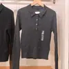 Suéter de Punto con Cuello Polo Acanalado para Mujer Camiseta Casual Suéter Adelgazante Camisa Base Versátil Modelo Nuevo 2026 X485321