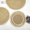 Criativo simples de tecido de juta placemat DIY renda montanha-russa decoração de mesa linho isolamento tapete de mesa esteira de tigela