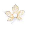 Elegante broche clásico de hoja de arce dorada de dos colores, elegante broche antiexposición con hoja de perla de imitación para hombres y mujeres.