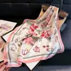Novo Lenço de Seda Estampado Clássico Feminino com Imitação de Seda, Xale de Alta Qualidade, Lenço de Pescoço com Proteção Solar, Lenço de Cabeça, Cachecol
