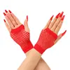 Guantes de Red de Pesca Cortos Multicolor Sexy Guantes Elásticos para Club Nocturno Punk Guantes de Malla Huecos Guantes de Halloween