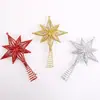 Estrella para la Punta del Árbol de Navidad Espolvoreada con Polvo Dorado Estrella Estéreo Adornos de Resorte Decoración para Fiesta Navideña Colgante de Estrella de Ocho Puntas Cortado