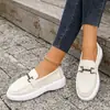 Comercio Electrónico Transfronterizo Tallas Grandes Primavera/Otoño 2026 Nuevos Mocasines de Suela Gruesa Estilo Europeo/Americano Moda Zapatos Slip-on Casuales para Mujer
