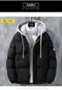 Chaqueta de algodón con capucha de dos piezas falsas para otoño e invierno, para estudiantes jóvenes, unisex, engrosada, de corte holgado, versátil y cálida para usar al aire libre