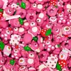 Desenho animado de simulação urso morango fofo laço câmera lápis cola creme material diy capa de celular resina combinar