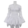 Traje Cruzado Sexy Chica Picante Falda Plegable para Mujer Top sin Tirantes de Manga de Farol con Cordones en la Cintura Falda Tutú de Dos Piezas
