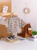 Conjunto Infantil Manga Curta Verão 2025 Novo Camisa Infantil Estampa de Leopardo Shorts Casuais Conjunto de Duas Peças Roupa de Verão da Moda Roupa Infantil