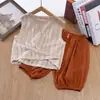 Conjunto de Colete para Meninos Calça Anti-mosquito de Novo Estilo para Meninas Conjunto de Duas Peças Colete Sem Manga para Meninos Calça Cropped Tendência de Verão