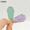 WT-P2127 Colgante de Piedra Centelleante Translúcida con Forma Geométrica Amatista Amazonita Chapado en Oro de 18k Accesorios de Joyería