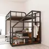 Beliche superior sótão economiza camada dupla pequeno apartamento tipo pequeno apartamento funcional duas camadas cama duplex cama arte cama de ferro estrutura alta ferro espaço alto baixo
