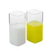Taza de Té de Vidrio de Borosilicato Alto para Bebidas Frías de Verano, Taza Transparente Creativa de Tubo Recto para Leche con Popote, Portátil