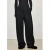 Pantalones Holgados de Pierna Recta Adelgazantes de Tiro Alto en Gris Oscuro para Mujer, Nuevo Estilo Otoño e Invierno 2026, Elegantes Pantalones de Lana de Pierna Ancha para Viajar al Trabajo