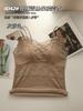 8042 Chaleco Cálido de Encaje con Tirante de Terciopelo Una Taza Base Calefactora Ropa con Forro Polar Engrosado Sexy Talla Grande Espalda Bonita