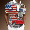 Nueva Camisa Polo Casual para Hombre de Verano Estilo Europeo y Americano Estilo Pintura a Tinta Impresión 3D Solapa Manga Corta Cremallera