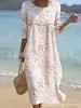 2026 Nuevo Vestido Casual de Moda Transfronterizo para Mujer, Manga Corta, Cuello Redondo, Patchwork, Vestido de Verano