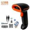 U38 Scanner de Código de Barras Sem Fio Portátil Com Fio Supermercado Logística Materiais Agrícolas Pistola de Escaneamento de Código de Barras 1D 2D