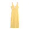 Vestido de tirantes de punto con contraste de color en capas y cuello en V para mujer, nuevo de verano 2025, estilo europeo y americano