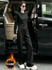 Traje casual elegante e estiloso para o outono e inverno de 2026, nova blusa de manga longa e calça de perna larga, um conjunto completo deslumbrante