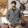 Camisa de Rayas Retro Americana para Hombre Primavera Otoño 2026 Nueva Marca de Moda Camisa de Manga Larga para Hombre Chaqueta Informal Holgada para Hombre