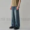 Calça Jeans Denim Preta Retrô Lavável Masculina e Feminina Calça Jogger Americana de Perna Larga Perna Reta Solta Caimento Versátil Casual Calça Longa