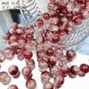 Cuentas de vidrio con grietas de hielo rojas para Año Nuevo, cuentas de bambú hechas a mano, collares, pulseras y accesorios de joyería.