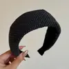 Diadema de lunares finos color café verde para mujer, sensación de alta gama, pinza para el pelo de borde ancho, aro para el pelo retro de otoño e invierno, accesorio para el cabello versátil para salidas diarias